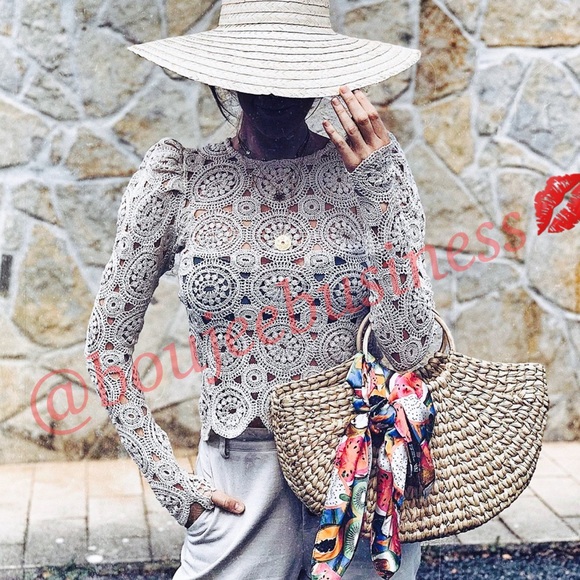 Zara Sweaters - ZARA Aztec Textured Weave Top with Balloon Sleeves